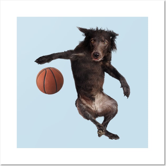 Dog Meme: Dog playing basketball Wall Art by Memiefy